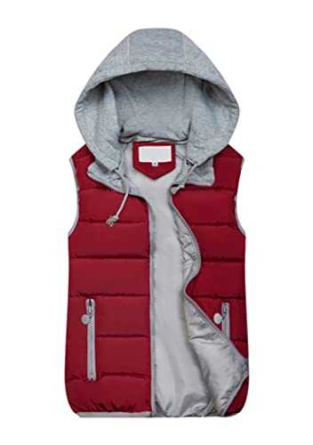 OMZIN Women's Autumn Quilted Puffer Vest with Pockets Thicken Winter Sleeveless Zipper Short Coat with Hood