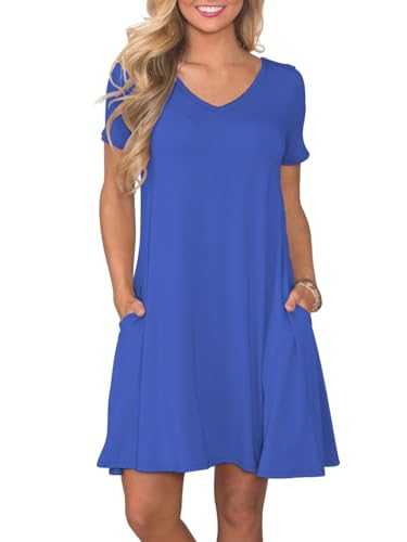 lionstill Women's Summer Casual T Shirt Dresses Short Sleeve Swing Dress Pockets