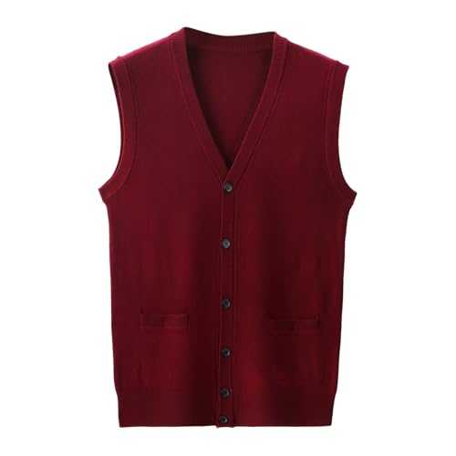Men's Jumpers Vest,Sleeveless V Neck Sweaters Waistcoat,Knitted Wool Sweater Tank Tops,Slim Fit Button Vest,Solid Color Slipover Gilet,Casual Knitwear for Mens UK Autumn Winter
