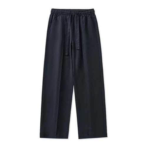 Mens Golf Trousers Mens Linen Trousers Casual Cotton Trouser Summer Beach Pants Lightweight Drawstring Trousers Joggers for Men UK Cream Loose Fit Jogging Track Lounge Pants Pockets Training