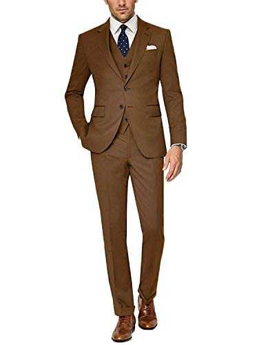 CALVINSUIT Men's 3 Pieces Suit Slim Fit Two Buttons Tuxedo for Business Wedding Party Casual