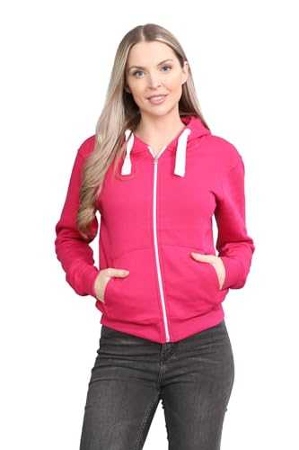 Hamishkane® Womens Fleece Jackets Full Zip up With Pockets, Long Sleeves Plain Hoodies Warm Fleece Zip up Hoodie Women for Autumn and Winters, Solid Colors Fleece Jacket Women 8-22