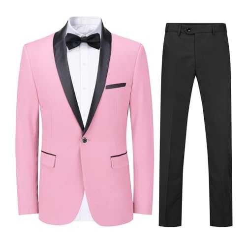 Mens Suits 2 Pieces Slim Fit Wedding Formal Dinner Suit One Button Notched Lapel Tuxedo Blazer Jacket and Trousers