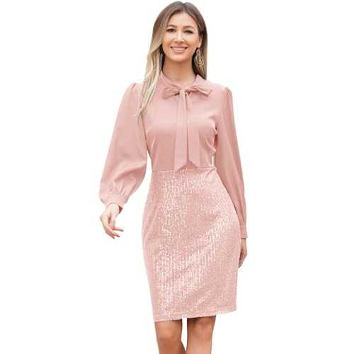Women Ladies Sexy Sequins Shiny Glitter Bodycon Bandage Dress Long Sleeve Crew Neck Sparkly Evening Party Carnival Pageant Formal Cocktail Clubwear Casual Slim Stretchy Short Mini Tunic Pencil Dresses