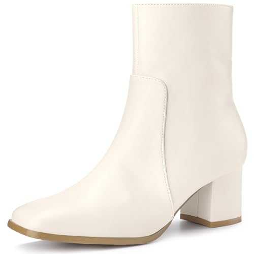 Perphy Square Toe Side Zip Chunky Heel Ankle Boots for Women