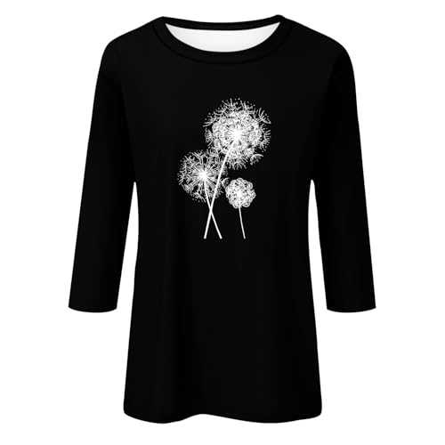 HOOUDO T-Shirt for Women UK Summer Round Neck Tops Comfy Short Sleeve T-Shirts Holiday Cute Shirts Blouse Pattern Loose Blouses Top Oversized Pullover for Gym