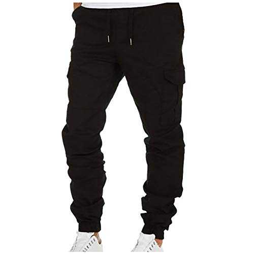 Men Cargo Trousers Jogger Pants Casual Sports Slim Fit, Cuffed Joggers for Men UK Workout Gym Sweatpant Low Crotch Pants Cargo Trouser Elastic Waist Tracksuit Bottoming Casaul Pant