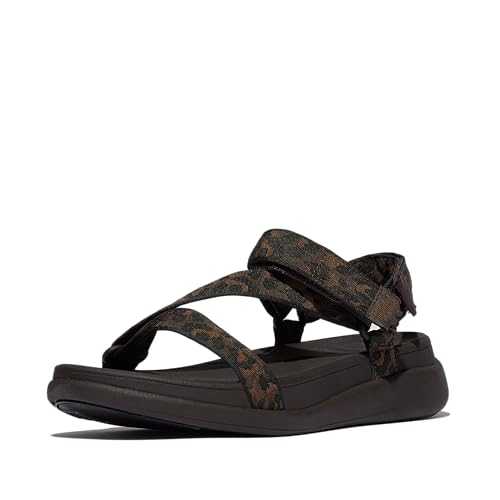 Women's F-Mode Go Leopard Adjust. Webbing Z-Strap Sandals
