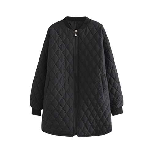 HAOLEI Quilted Jacket Women UK Sale Clearance Padded Long Coat Winter Warm Lightweight Outwear Casual Zip Puffer Jacket Windproof Down Coat Waterproof Puff Outwear Outdoor Thick Overcoat with Pocket