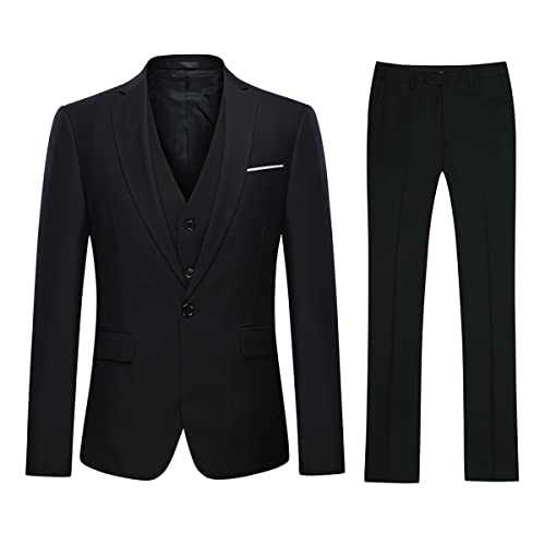 YOUTHUP Mens 3 Piece Suit 1 Button Slim Fit Business Wedding Tuxedo Suits Blazer Waistcoat and Pants