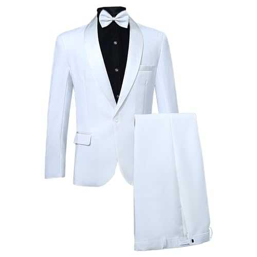 Men's 3 Piece Slim Fit Suit Set Solid Blazer Jacket Pants Bow Tie Tuxedo Set for Party Wedding and Business