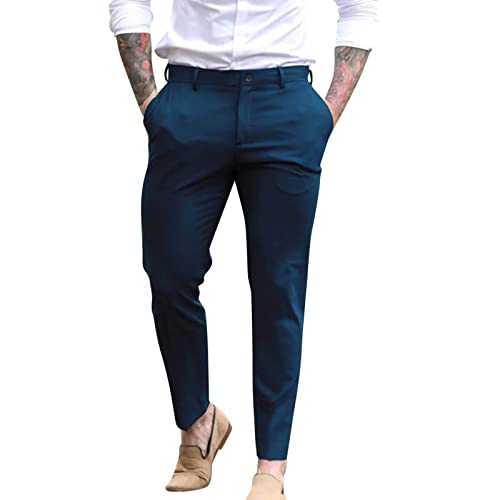 Formal Trousers Men | Dress Pants Slim-Fit | Casual Stretch Chino Trousers | Suit Trousers | Busines Office Trousers | Formal Work Pants | Lightweight Straight Trousers | Flat-Front Pant