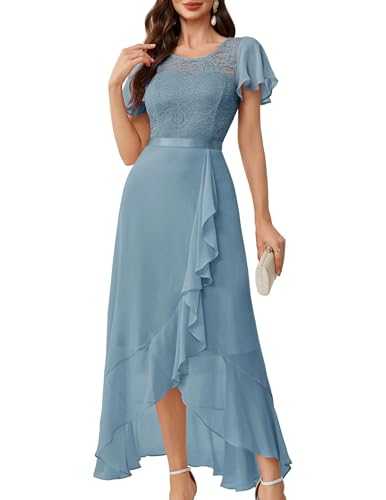 Berylove Women's Sequins Formal Party Dresses Flutter Short Sleeve Wedding Dresses Long Evening Gowns Sparkling Prom Dresses