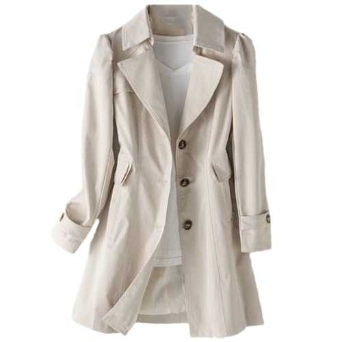 Women's Trench Coat Long Single Breasted Slim Fit Coat Women's Fashion Long Sleeve Trench Coat