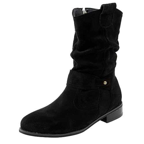 Ankle Boots for Women Low Heel Chunky Black Lace Up Booties Ladies Black Suede Flat Ankle Boots Ladies Flat Boots Suede Ankle Boots Low Heel