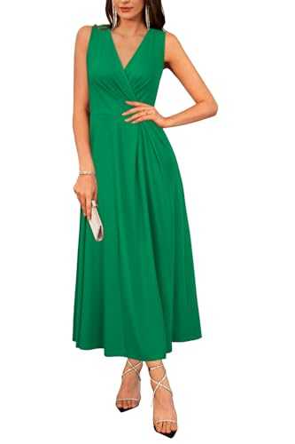 Newshows Summer Dresses for Women UK Elegant Evening Party Wedding Guest Dress V-Neck Sleeveless Long Dress