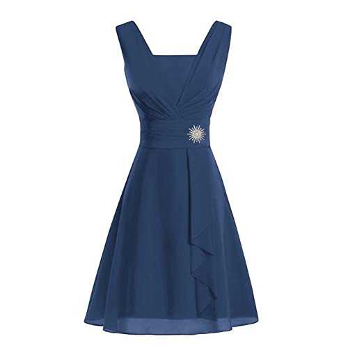 Zhsxertwy Dresses for Women UK Women Formal Wedding Bridesmaid High-Waist Prom Gown Dress Polyester Coolcasual Women Summer Dress Plus Size