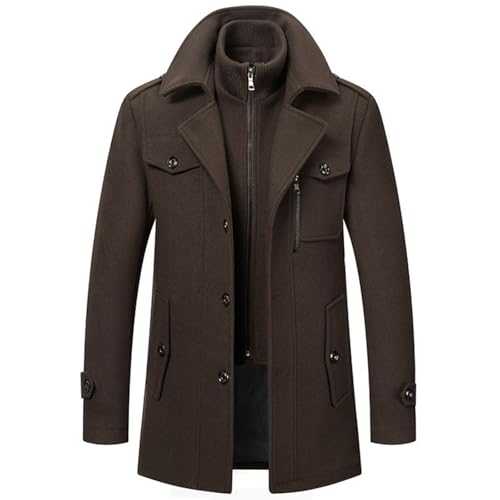 Men's Wool Coat Winter, Men's Coat Long Trench Coat Jackets Winter Coat Long Coat Warm Wool Jacket with Lapels Casual Plain Cashmere Coat Wool Short Coat Business Leisure