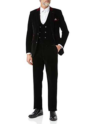 Tim Mens Black Velvet 3 Piece Suit Tailored Wedding Grooms Jacket Waistcoat Trousers
