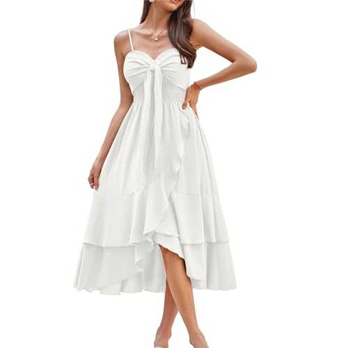 GRACE KARIN Women Flowy Long Beach Dress High Low Ruffle A Line Dress Strappy Flowy Backless Dress