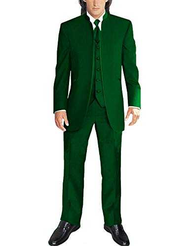 Frank Men's Suit Chinese Style Stand Collar 3 Pieces Wedding Suit