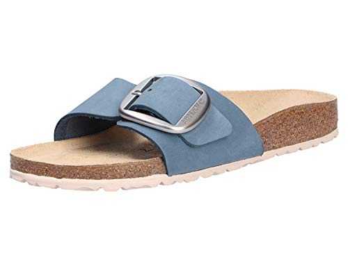 Madrid Big Buckle Nubuck Womens Blue Sandals