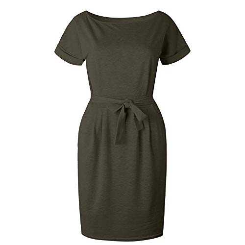 AMDOLE Fashion Women Casual Dresses Womens Ladies Dress Short Sleeve Summer Mini Party Casual Evening Pocket Women's Dress Long Sundresses Women