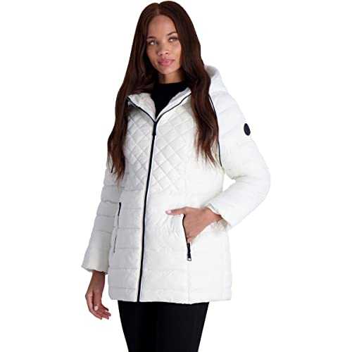 Steve Madden Women's Glacier Shield Winter Puffer Coat with Faux Fur Lining