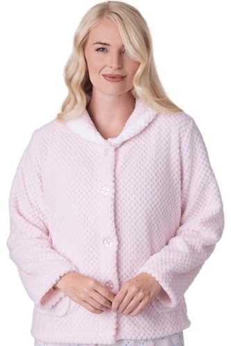 Camille Womens Supersoft Fleece Bed Jacket- Luxury Collared Warm Sleep Top- Button up & Long Sleeved for Ultimate Comfort and Warmth
