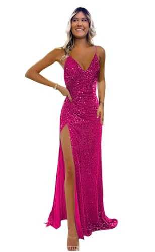 Dessiny Women’s Glitter Sequin Prom Dresses with Slit Mermaid Backless One Shoulder Evening Party Gowns 2023 DE42