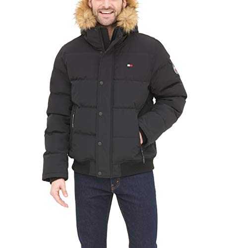 Tommy Hilfiger Men's Arctic Cloth Quilted Snorkel Bomber Jacket Parka