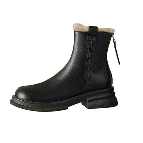 Wedge Boots For Women Size 6 Warm Small Ankle Boots Hot Style Boots Short Tube Black Skinny Boots Shoes Women Round Boots Platform Toe Shoes Zipper Fashion Women's Boot ?2? Shoes
