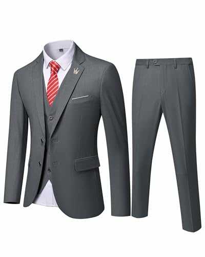 EastSide Men's 3 Pieces Suit, Slim Fit 2 Buttons Tux, Blazer Vest &Pants Jacket Set