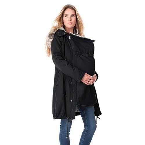Womens Teddy Fleece Jacket Full Zip - Maternity Coat With Baby Pouch Womens Parka Coat With Fur Hood Jackets Winter Coats Thick Fleece Lined Coat Warm Hooded Parka Jackets Long Sleeve Down Jacket