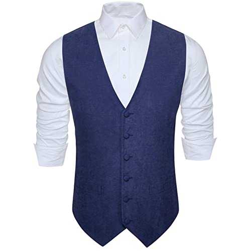 Youllyuu Men Slim Fit Suit Vest V-Neck Waistcoat Necktie Set Casual Fit Party Designer Jacket