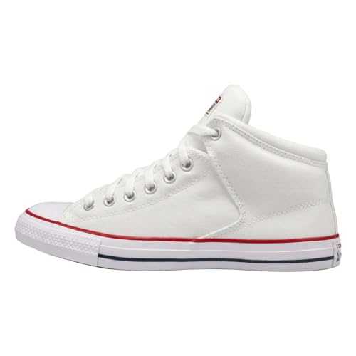 Unisex Chuck Taylor All Star High Street Mid Canvas Sneaker - Lace up Closure Style - White/Red/Clematis Blue