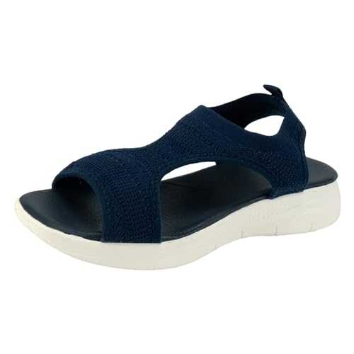 WILLBEST Sandals for Women Embellished Wedge Crystal Ladies Sandals T Bar Buckle Sandals Summer Holiday Soft Orthopedic Slippers