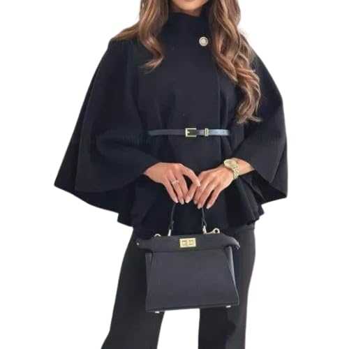 Ladies Women's Jacket Belted Poncho Cape Coat Jumper Winter Top 8-14