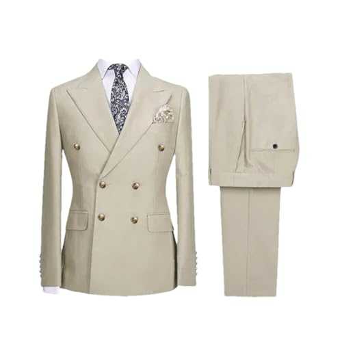 Men's Business Suit – Double-Breasted Solid Color Slim Fit Blazer Jacket and Pants Wedding Banquet Set