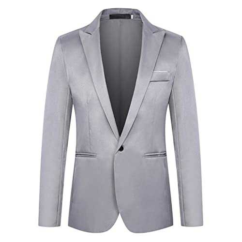 Men's Blazers Slim Fit Soild Color Sport Coat One Button Suits for Men Lightweight Suit Regular Fit Trend Collar Smart Jackets Casual Work Business Wedding Party Suit Boys Dinner Jacket with Pockets