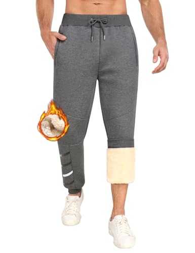 Niwicee Men's Fleece Jogging Bottoms Sherpa Fleece Lined Jogger Sweatpant for Men Casual Thermals Tracksuit Bottoms Winter Warm Plush Trousers with Pockets Drawstring Lounge Pants