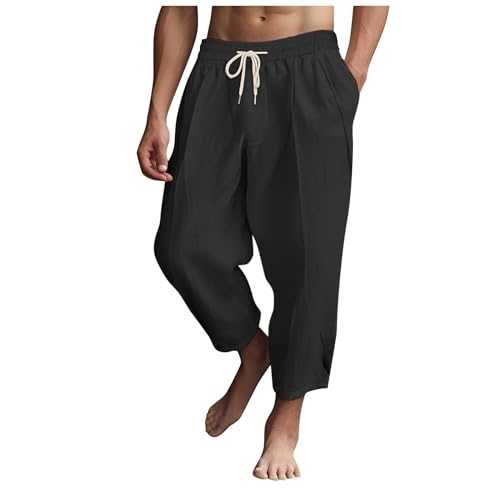 Cargo Work Trousers Men'S Linen Trousers Lightweight Loose Solid Color Simple Casual Yoga Pants Mens Joggers Slim Fit Jogging Bottoms Zip Pockets Men'S Athletic-Fit Washed Comfort Stretch Chino