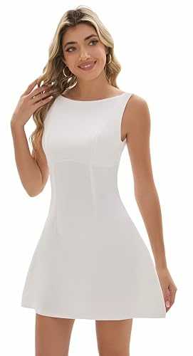 Womens Mini Dress Elegant A-line Sleeveless Backless Zip Back Short Dresses for Party Clubwear Night Out