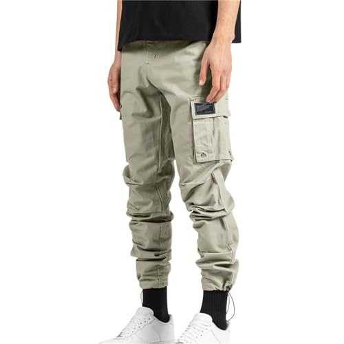 White Cropped Trousers Mens Trousers Casual Jogger Work Pants Regular Fit Drawstring Sweatpants Sports Bottoms with Pockets Joggers for Men UK Fishing Quick Dry Stretch Casual Travel Pants