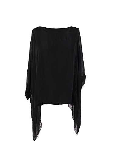 OgLuxe Ladies Italian Plain Batwing Silk Tunic Top Women Lagenlook Top Plus Size