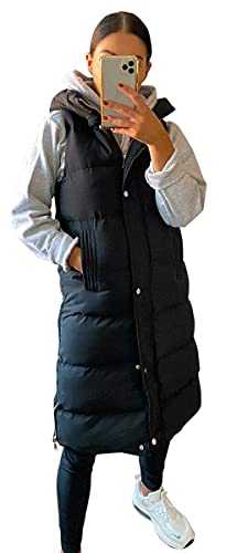 shelikes Women's Gilet Jacket Longline Hooded Quilted Winter Wear Long Coat For Women