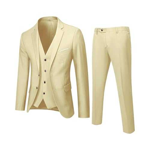 Suits Men Suit Solid Color Slim 3 Piece Business Wedding Party Jacket Vest Pants