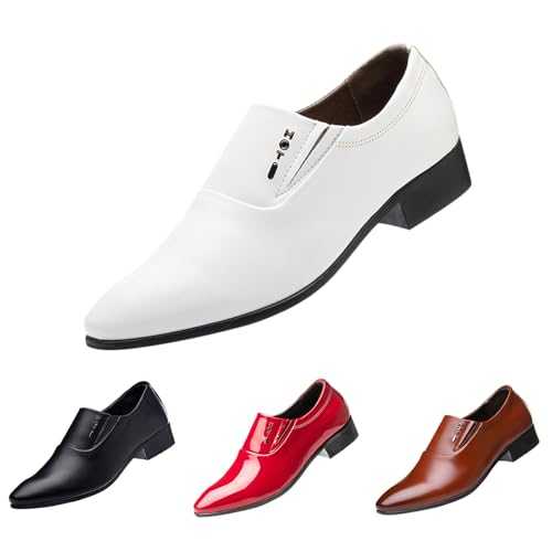 Men's Slip-on Leather Loafers Men's Classic Formal Business Dress Oxford Shoes Breathable Soft Sole Wide Fit Style Lightweight Comfortable Casual Pointed Toe Leather Shoes