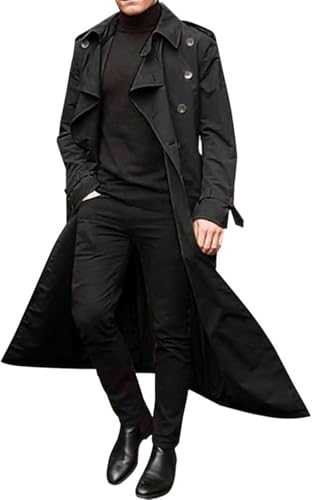 Trench Coat Men Winter Slim Coat Trench Lapel Long Jacket Double Breasted Coat Soft Elegant Windbreaker