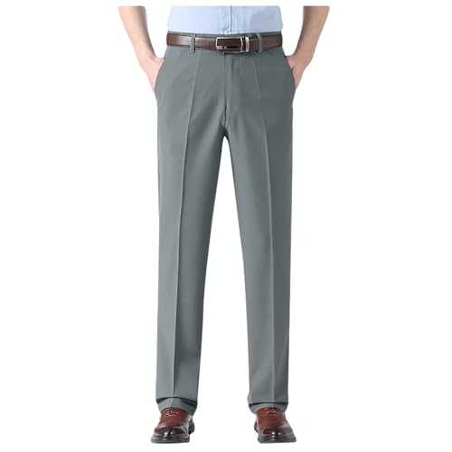 Taupe Pants Expandable Waistband Classic Fit Front Pleated Dress Pant Bleach Pants for Men